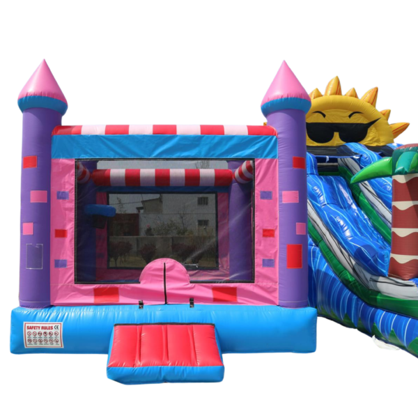 This Jump With Inflatable Factories, CA, small Castle jumper has a 90 square foot bouncing area. Great for kids ages eight and younger. Make sure to get your little prince his own Castle for his next party.